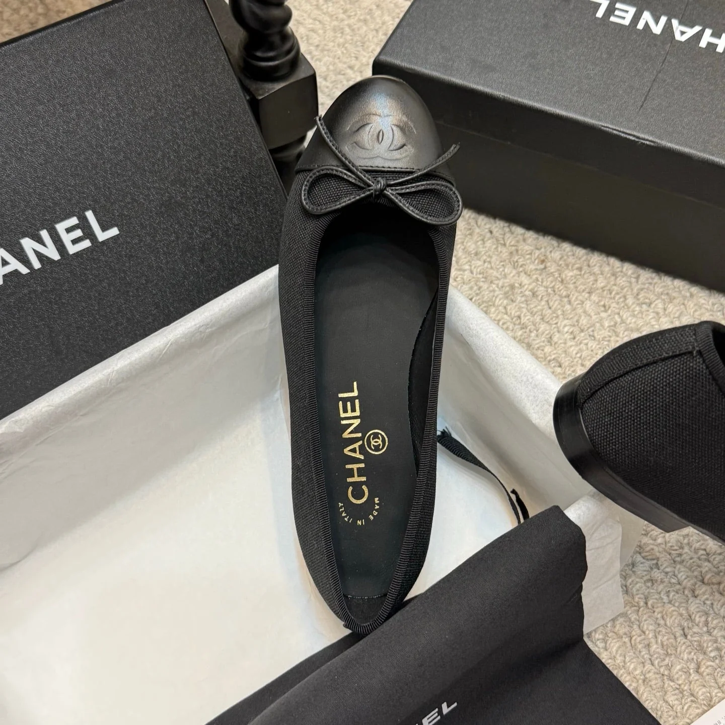 CC 25p Ballet Flat Black Canvas Calfskin - Image 5