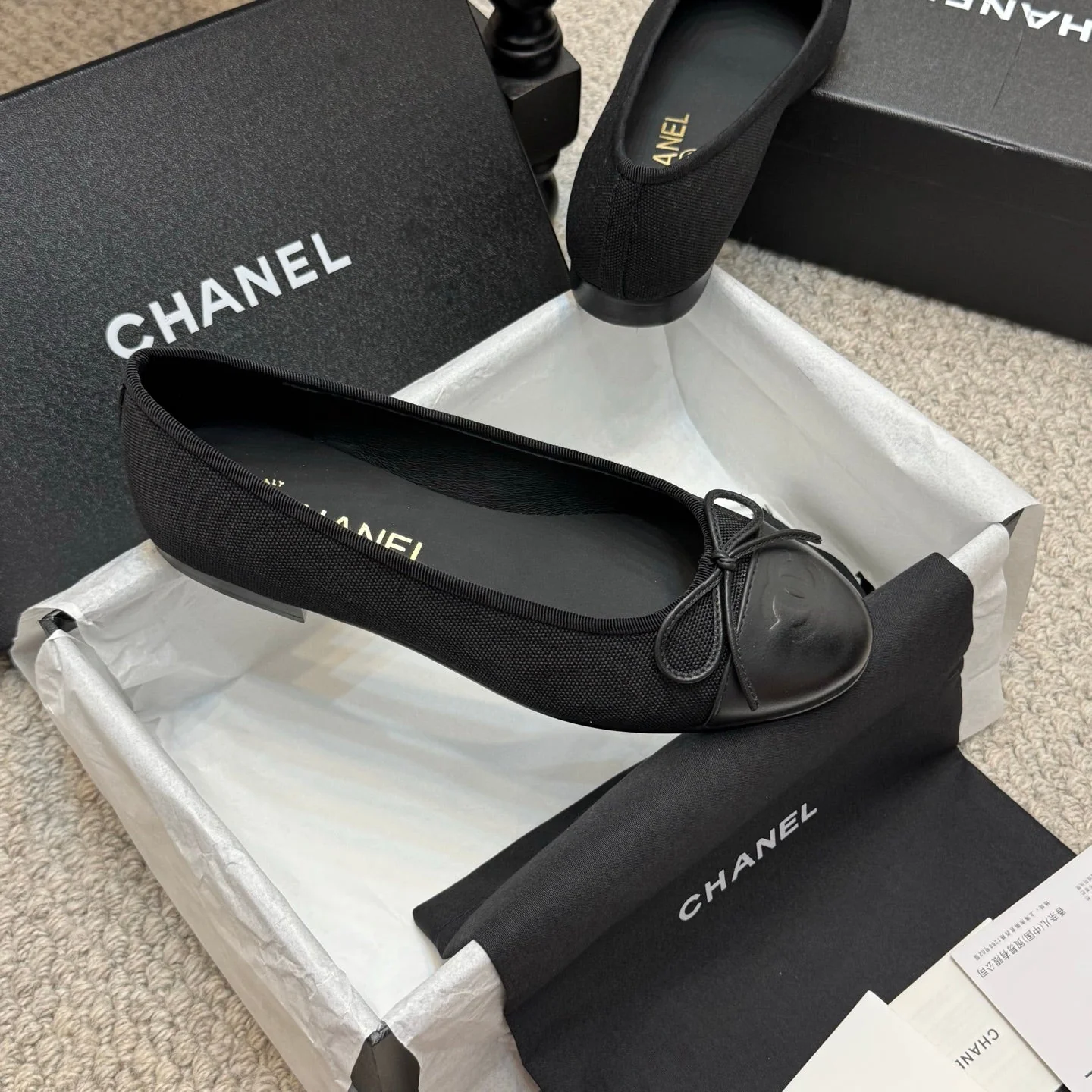 CC 25p Ballet Flat Black Canvas Calfskin - Image 9