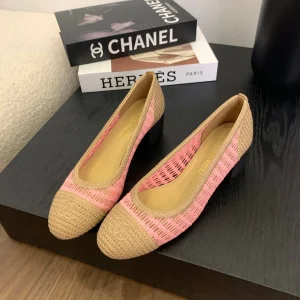 CC 25p Ballet Heel 50mm Pink Beige Raffia
