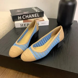 CC 25p Ballet Heel 50mm Blue Beige Raffia