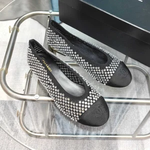 CC 25P Ballet Flat Black Mesh Fabric