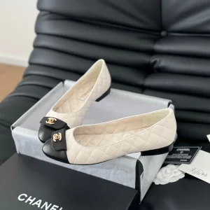 cc classic ballet flat white quilted calfskin