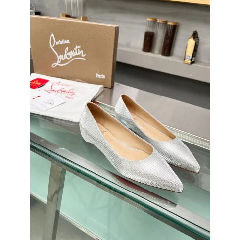 CL Kate Ballerina Flats Sequin Fabric Silver - Image 4