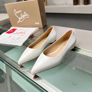 CL Kate Ballerina Flats Patent Leather White