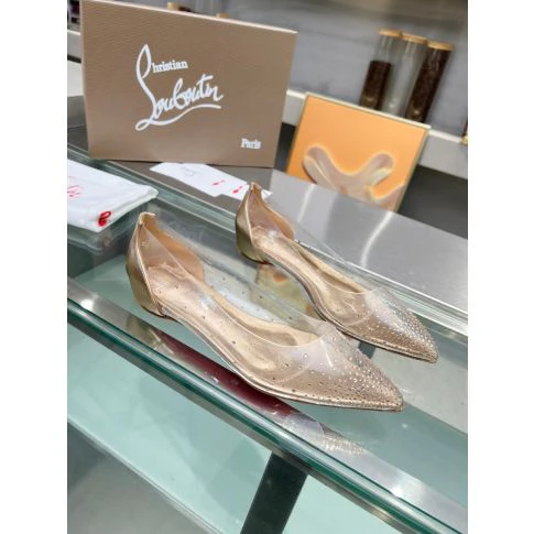 CL Degrastrass Flats Silver PVC and Strass Light Peach - Image 4