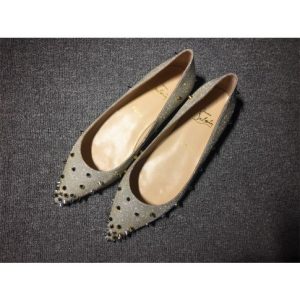 CL Degraspike Ballet Flats Glitter Fabric Silver