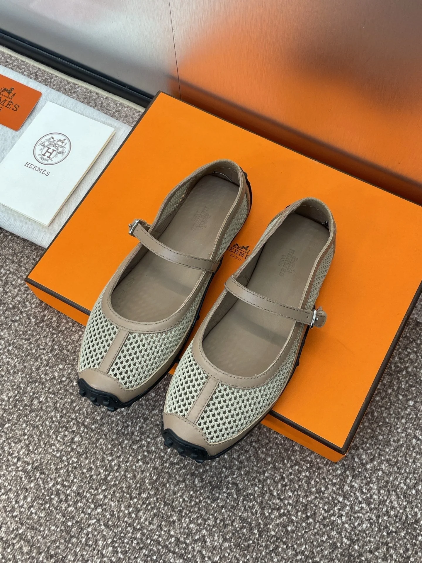 HM 25C Kichu Ballet Flat Tortilla Brown Fabric with Calfskin 208281 - Image 7