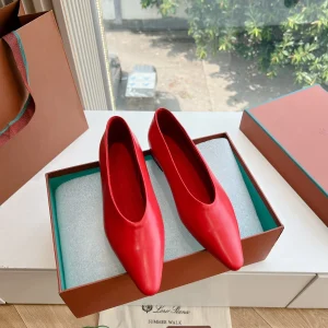 rebecca ballerina flat red calfskin