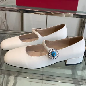 VT 25 Mary Jane Flats White Cowhide 292363