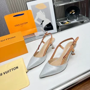 LV Blossom Slingback Pump 55mm White Embroidered fabric 218286