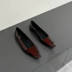 POPPY BALLET FLATS IN GARNET RED GLOSSY LAMBSKIN