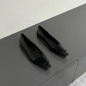 POPPY BALLET FLATS IN BLACK GLOSSY LAMBSKIN