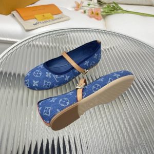 LV Flat Ballerina Dark Blue Monogram Jacquard Fabric