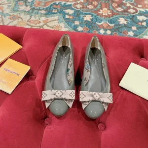 LV Popi Flat Ballerina Green Cement Color Cowhide