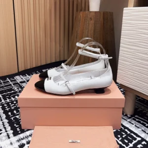 Miu Ballet Flat White Porcelain Sheepskin