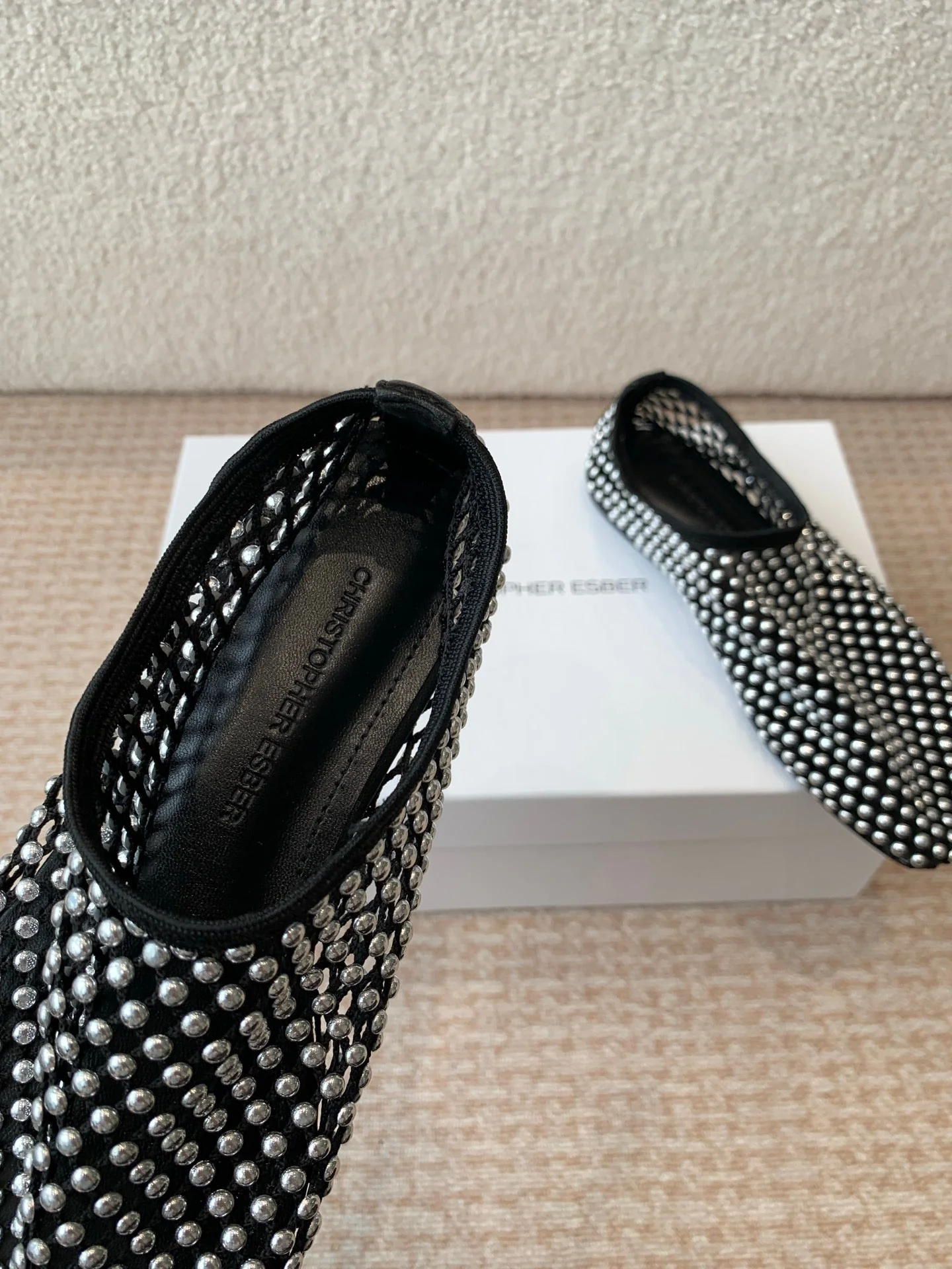 CL 25 Ballet Flats Black Silver Mesh Hot Diamond 345530 - Image 3