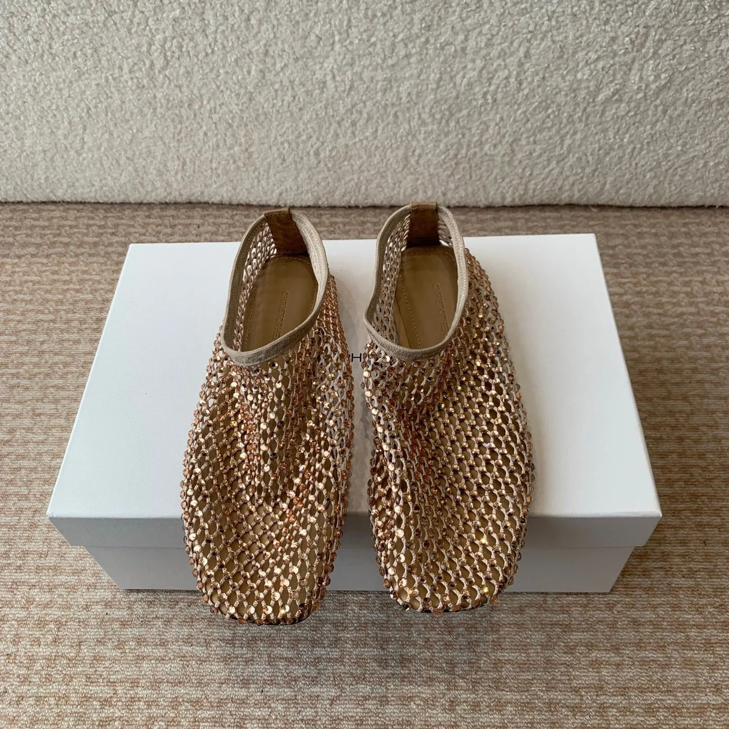 CL 25 Ballet Flats Beige Mesh Hot Diamond 345531