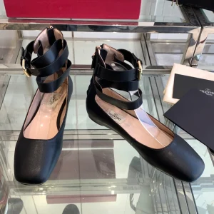 VT 25 Ballerina Ballet Gladiator Flats Black Cowhide 292358