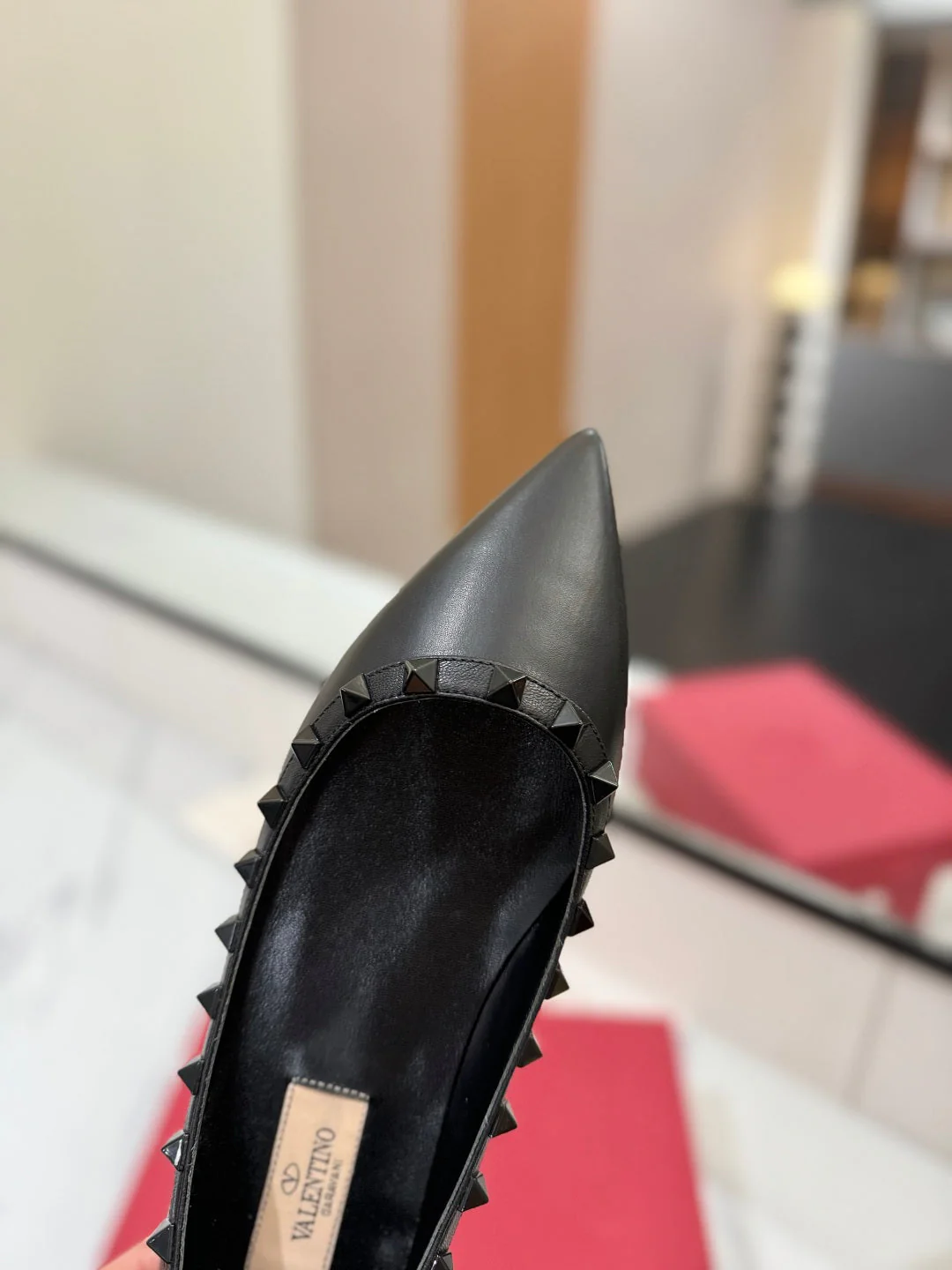 VT Rockstud Ballet Flat Black Goatskin 351986 - Image 8