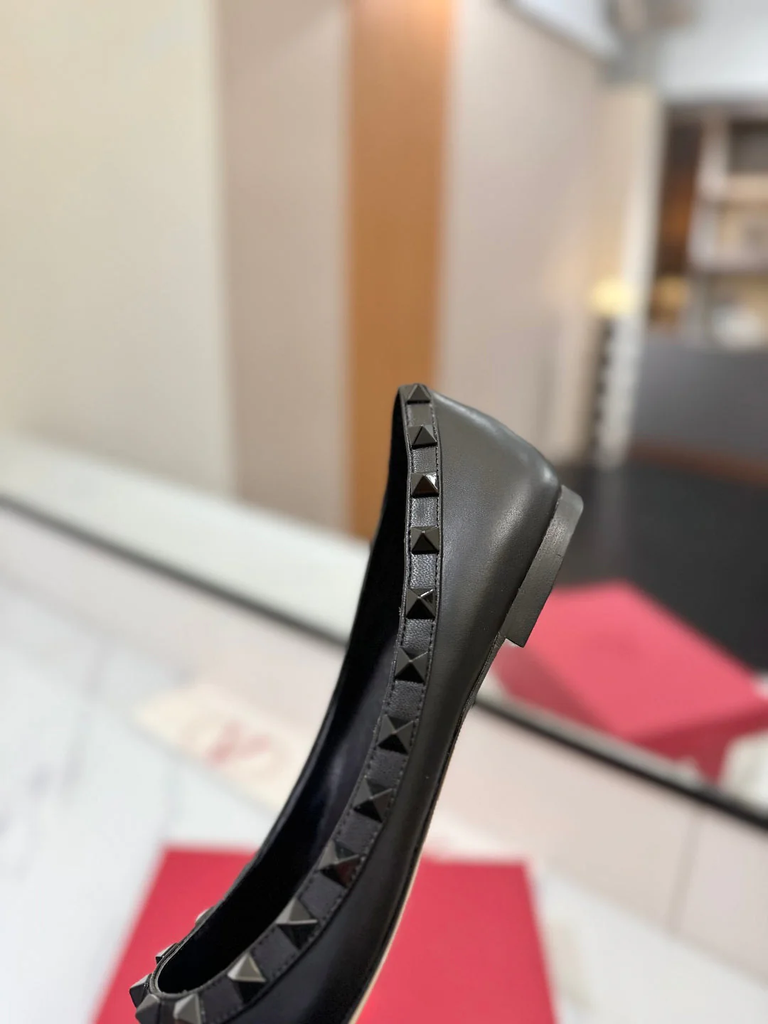 VT Rockstud Ballet Flat Black Goatskin 351986 - Image 3