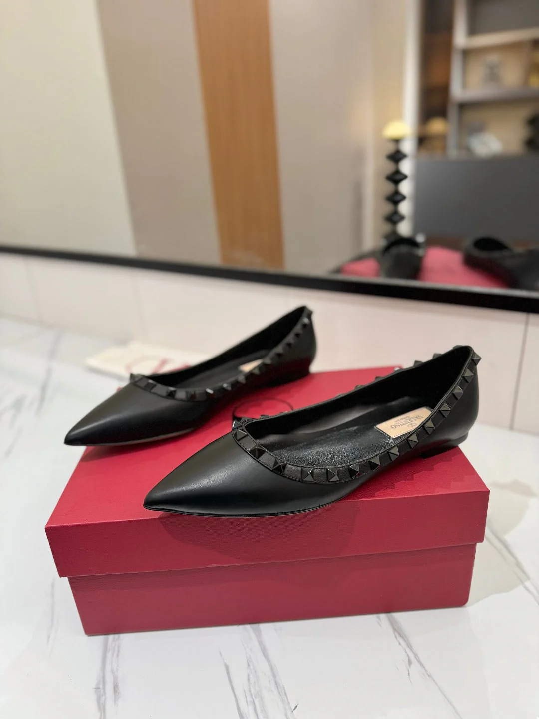 VT Rockstud Ballet Flat Black Goatskin 351986 - Image 5