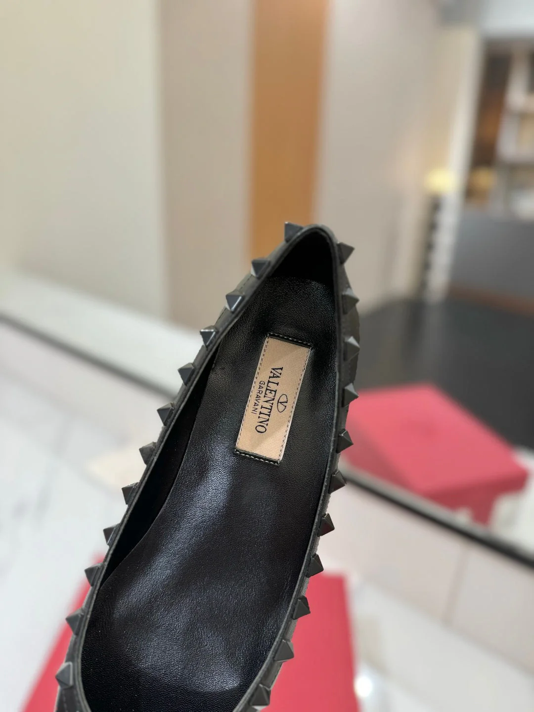 VT Rockstud Ballet Flat Black Goatskin 351986 - Image 9