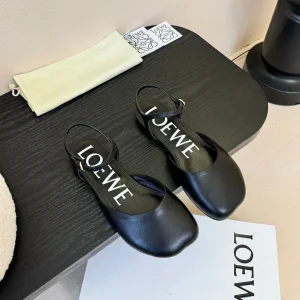 Loewe 25 Toy Ankle Strap Ballet Flat Black Calfskin 309171