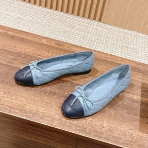 ballet flat baby blue quilted lambskin
