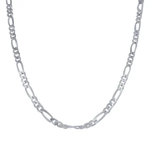 45cm 3.3mm Width Diamond Cut Figaro Necklace in Sterling Silver