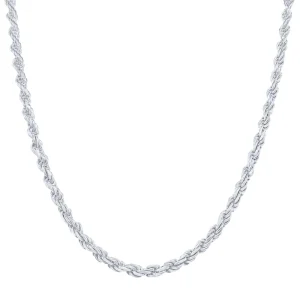 50cm 2mm Width Rope Chain Necklace in Sterling Silver