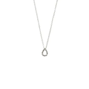45cm Cubic Zirconia Tear Drop Pendant Necklace in Sterling Silver