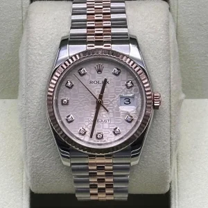 2010 Rolex Datejust 36mm 116231 Two-Tone Rose Gold Pink Diamond Dial
