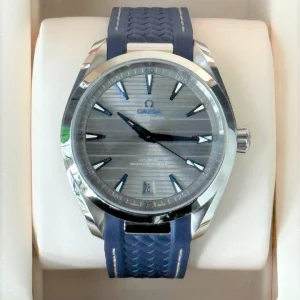 2022 Omega Seamaster Aqua Terra 41mm Blue Rubber Strap Grey Dial