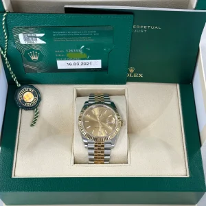 2021 Rolex Datejust 41mm 126333 Two-Tone Champagn Stick Dial