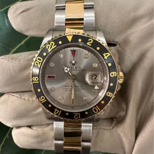 2005 Rolex GMT-Master II 40mm 16713 Grey Serti Diamond Ruby Dial