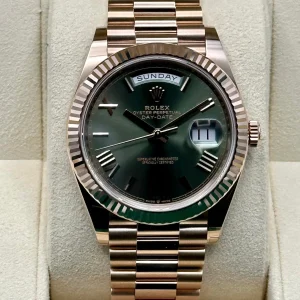 NEW 2023 Rolex Day-Date 40mm 228235 Presidential Rose Gold Green Dial