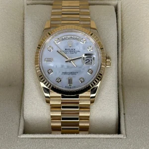 2021 Rolex Day-Date 36mm 128238 Mother of Pearl Diamond Dial