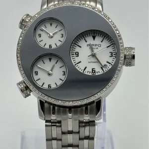Pippo Perez Lifetime 43mm 012-0351 Pave Diamond Bezel White Dials