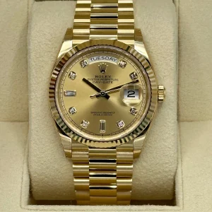 2023 Rolex Day-Date 36mm 128238 Champagne Diamond Dial