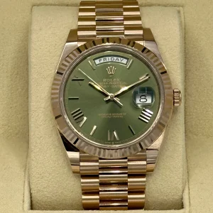 NEW 2023 Rolex Day-Date 40mm 228235 Presidential Rose Gold Olive Dial