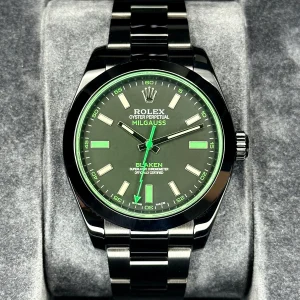 NEW 2023 Rolex Milgauss "Blaken" 40mm 116400GV DLC Black Green Viper