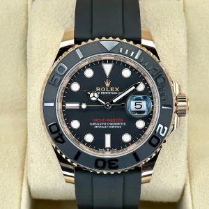 NEW 2023 Rolex Yacht-Master 40mm 126655 Rose Gold Oysterflex Black Dial