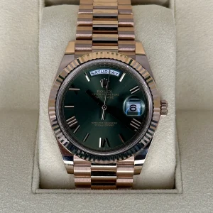 NEW 2022 Rolex Day-Date 40mm 228235 Presidential Rose Gold Olive Dial