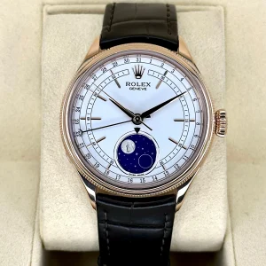 2022 Rolex Cellini Moonphase 39mm 50535 Rose Gold White Dial