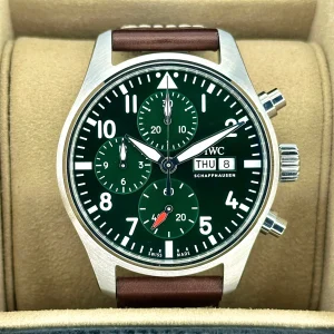 NEW 2023 IWC Pilot's Chronograph 41mm IW388103 Stainless Steel Green Dial