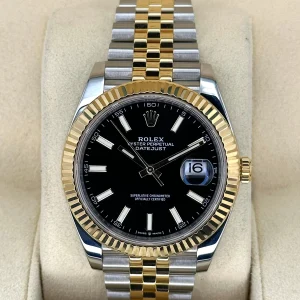 2023 Rolex Datejust 41mm 126333 Two-Tone Jubilee Black Stick Dial