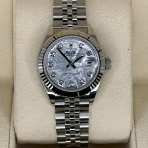 2022 Rolex Lady-Datejust 28mm 279174 Jubilee Mother of Pearl Diamond Dial