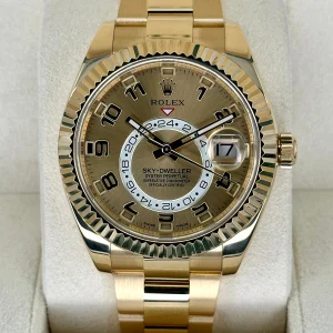 2017 Rolex Sky-Dweller 42mm 326938 Yellow Gold Oyster Champagne Dial