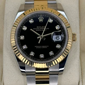 2023 Rolex Datejust 41mm 126333 Two-Tone Oyster Black Diamond Dial