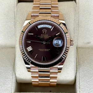 2021 Rolex Day-Date 40mm 228235 Presidential Rose Gold Chocolate Dial